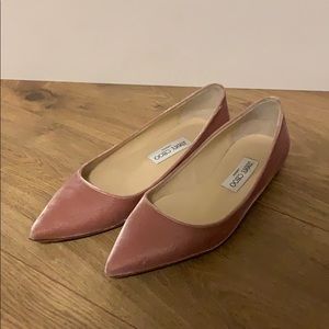 Dusty Pink Velvet Jimmy Choo Flats